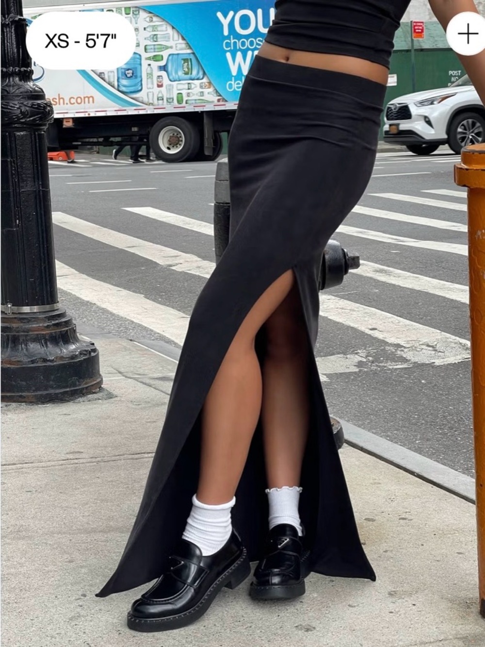 NWT Djerf Avenue Maxi Midnight Skirt Ash Slit Size XS $150